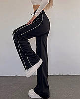 Спортивные широкие женские штаны с кантом (черные, серые, графит)