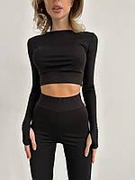 Женский фитнес костюм топ + лосины (черный, малиновый, леопардовый) микродайвинг