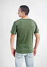 Футболка чоловіча однотонна базова МЕРКУРІЙ бавовна колір хакі (олива), фото 2