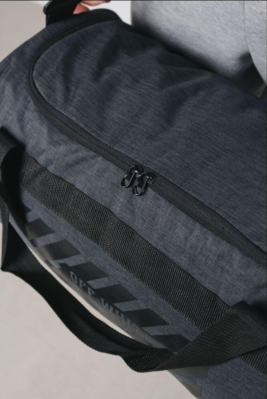 Дорожные сумки мужские спортивные небольшая Мужская спортивная сумка через плечо крепкая Сумка офф вайт графит - фото 10 - id-p2149828677