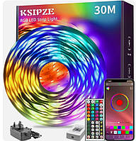 KSIPZE 30m Світлодіодні стрічки RGB Синхронізація кольору Зміна кольору, Bluetooth 30M