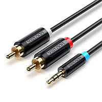 Кабель Vention 3.5MM Male to 2-Male RCA Adapter Cable 1M Black (BCLBF) pdr