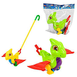 0360 Каталка Дракончик, на паличці, 2 кольори, махає крилами, у пакеті