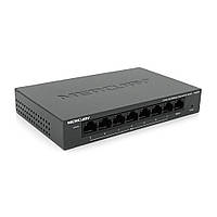 Комутатор POE Mercury MS08CP із 7 портами POE + 1 порт UP-Link 100Мбіт, БП у комплекті, Q18
