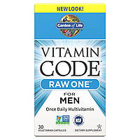Сырые Мультивитамины для Мужчин, Raw One for Men, Vitamin Code, Garden of Life, 30 вегетарианских капсул