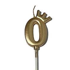 Свічка цифра КИТАЙ-КТ З короною 0, золота