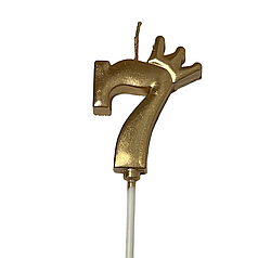 Свічка цифра КИТАЙ-КТ З короною 7, золота