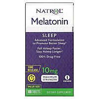 Мелатонин с замедленным высвобождением, 10 мг, Melatonin, Time Release, Natrol, 100 таблеток