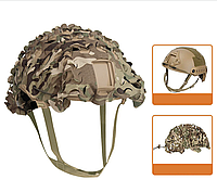 Тактический кавер ольха мультикам на шлем фаст, армейский чехол без ушей на каску fast в цвете multicam