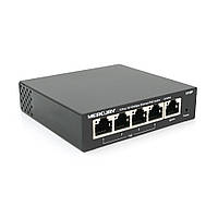 Комутатор POE 48V Mercury S105P 4 портів POE + 1 порт Ethernet (Uplink) 10/100 Мбіт/сек, БП у комплекті,