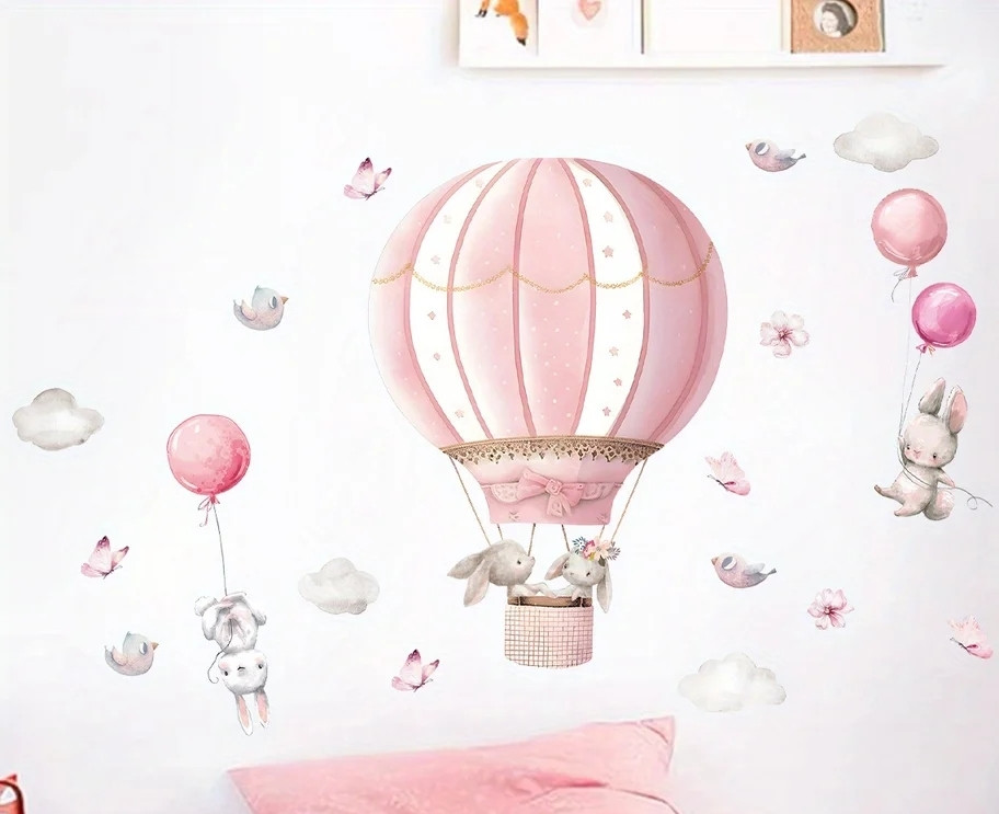 Наклейка на стіну BRUP Зайченята на повітряних кульках (лист 60 х 60 см) Б194-36
