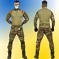 Тактический весенний костюм с убаксом мультикам с наколенниками , Военный мужской костюм убакс мультикам ЗСУ