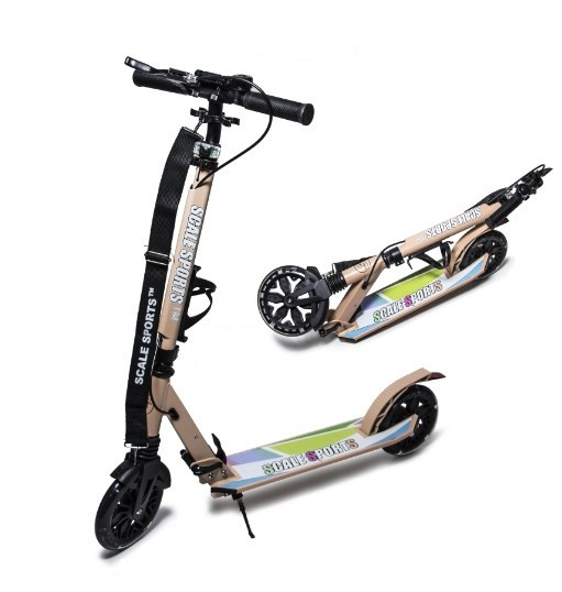Самокат двоколісний для дитини від 7 років Scale Sports SS-29 з ручним гальмом бежевий