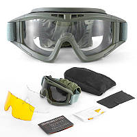 Защитная маска, тактическая баллистическая маска, очки защитные для ВСУ, не запотевают, имеют 3 сменных линзы.
