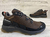 Чоловічі шкіряні кросівки Salomon коричневого кольору. Натуральна шкіра 100%! Гарантія! Весна Осінь Єврозима