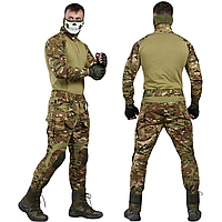 Военный костюм мультикам с убаксом и наколенниками, Камуфляжный весенний костюм убакс для военных, Костюм ЗСУ M