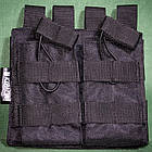 Подсумок подвійний під рожки Kirasa чорний KI221 кордура 1000 система MOLLE для 2 ріжків АК чорний, фото 2