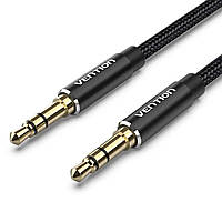 Кабель Vention Cotton Braided 3.5mm Male to Male Audio Cable 1.5M Black Aluminum Alloy Type (BAWBG) pdr