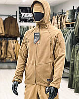 Флісова кофта Helikon Patriot Mk2 Hybrid Fleece-Coyote, тактична куртка з капюшоном та кишенями для військових ЗСУ хелікон