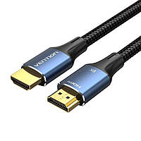 Кабель Vention Cotton Braided HDMI-A Male to Male HD v2.1 Cable 8K 2M Blue Aluminum Alloy Type (ALGLH) pdr