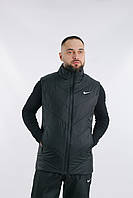 Мужская жилетка черная Nike спортивная весна-осень с капюшоном,Жилетка безрукавка Найк черного цвета демисезон