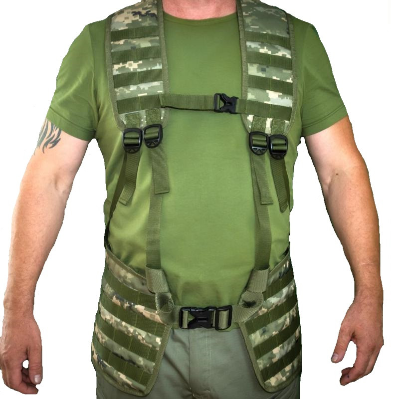 Розвантажувальна система для бронежилета РПС-2 Kirasa піксель KI107 1000D Cordura система MOLLE регульовані плечові підтяжки, фото 1