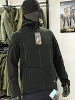 Флісова кофта Helikon Patriot Mk2 Hybrid Fleece-Black,тактична чорна куртка з капюшоном та кишенями для поліціі та спецслужб