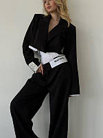 Топовий оригінальний комплект трійка жіночий стильний костюм вкорочений піджак +...