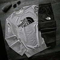 Мужской спортивный костюм The North Face серый с черным весна-осень, Серый костюм ТНФ двунитка Свитшот и Штаны