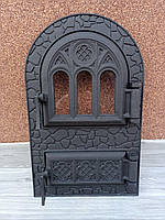 Дверка топочна спарена арочна з термосклом Микулин для печі та каміна чавуна Булат арт.80