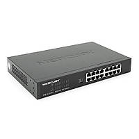 Комутатор POE Mercury SG116PS 14 портів POE 100Мбіт + 2 порт Ethernet (UP-Link) 100 Мбіт, БП вбудований,