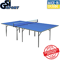 Теннисный стол для закрытых помещений складной теннисный стол игровой GSI-sport Hobby Light синий