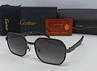 Cartier чоловічі сонцезахисні окуляри темно сірий градієнт в металевій оправі