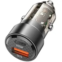 Автомобільний зарядний пристрій USB/Type-C Borofone BZ20 Smart PD20W + QC3.0 38W Black