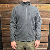 Флісова кофта Helikon Alpha Tactical-Shadow Grey, тактична сіра вафельна фліска з кишенями для військових ЗСУ та спецслужб