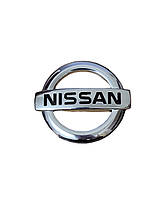 Эмблема на капот, значок на багажник Nissan хром на скотче 80х70мм УЦЕНКА!