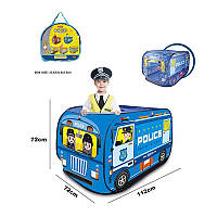 Дитячий ігровий намет у вигляді машини 606-8010 D "Поліція" 112х72х72 см, в сумці, синій
