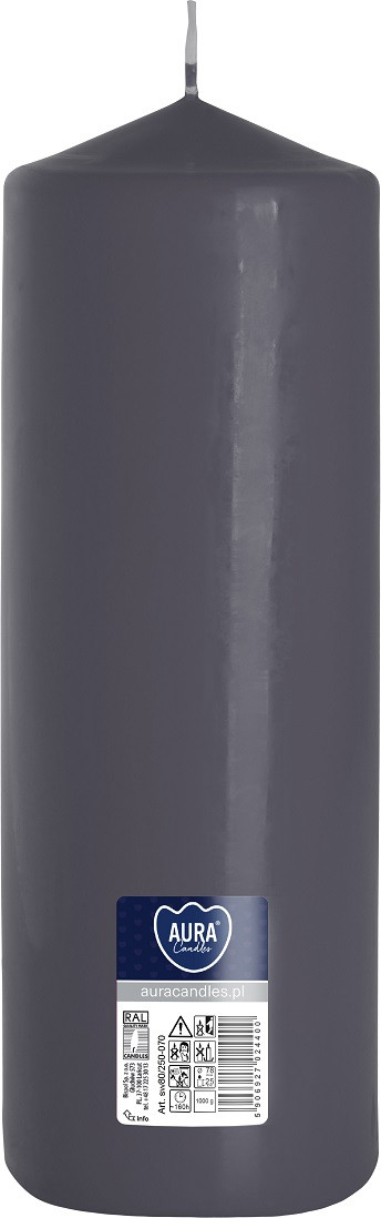 Свічка циліндр сіра 25 см (80/250-070)
