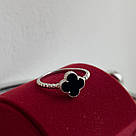 Срібна каблучка у вигляді чотирьохлистника з оніксом, фото 5