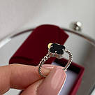 Срібна каблучка у вигляді чотирьохлистника з оніксом, фото 6