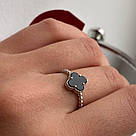 Срібна каблучка у вигляді чотирьохлистника з оніксом, фото 8