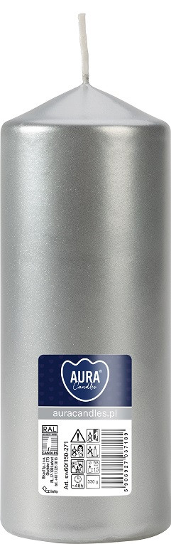 Свічка циліндр срібляста 15 см (sw60/150-271)