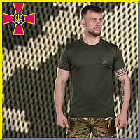 Мужская тактическая футболка ЗСУ за Перемогу олива, армейская потоотводящая футболка олива S