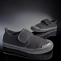Дитячі літні на ліпучці чорні кросівки, дуже легкі, дихаюче взуття для хлопчиків. Розмір:32-37