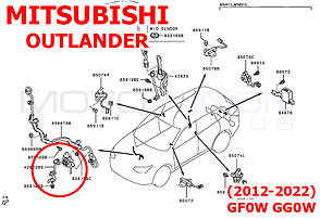 Датчик положення кузова Mitsubishi Outlander передній 8651A045, 8651A095 рівня коректора фар в зборі з тягою, фото 5