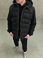 Теплая повседневная мужская курточка с капюшоном черного цвета, весенняя трикотажная куртка на замке