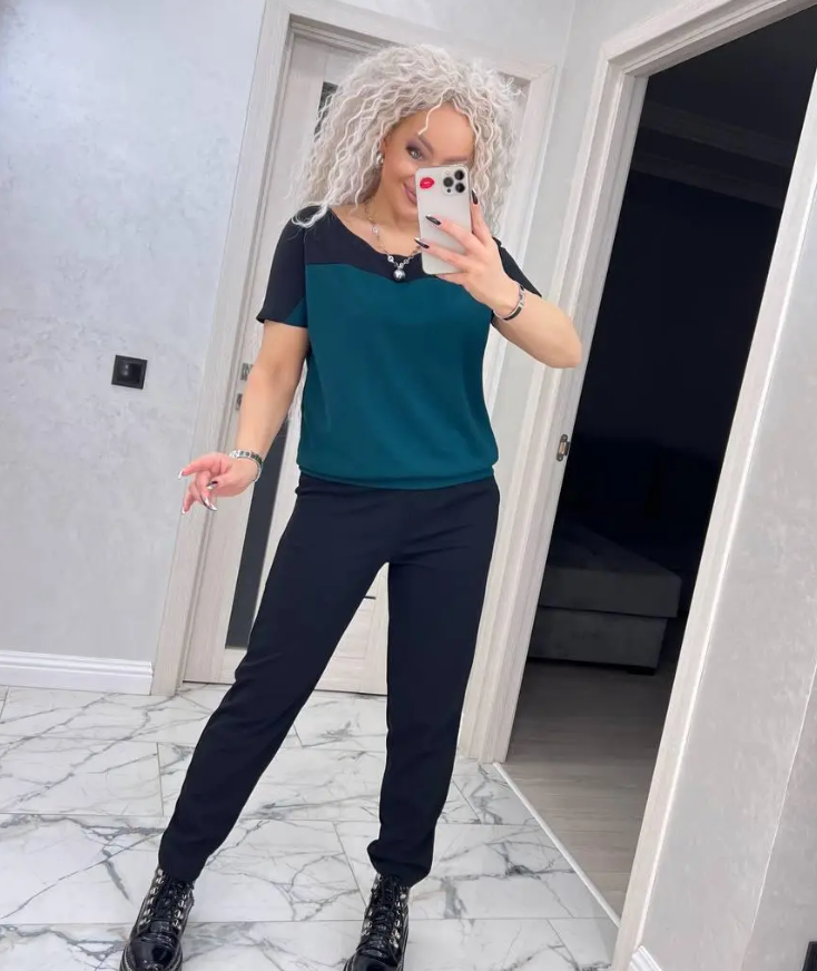 Жіночий літній костюм з брюками чорний трикотажний костюм жіночий прогулянковий красивий костюм великого розміру, фото 1