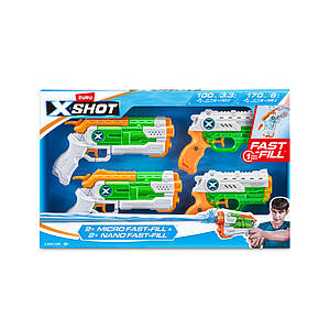 X-Shot Набір водних бластерів Fast Fill Combo Pack 2 Micro And 2 Nano, 11856R