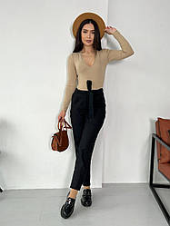 Жіночі стильні весняні штани MOM з кишенями та паском, норма та напівбатал