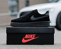 Кроссовки мужские черные Nike Air Force 1 Low Full Black замшевые повседневные кеды найк айр форс лоу